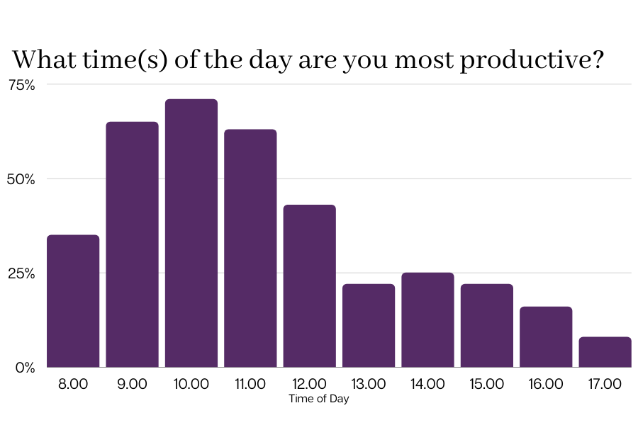 What time(s) of the day are you most productive?